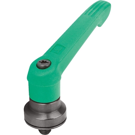 Adj Handle W Clamp Force Intensif Size:2 M08X40, Plastic Green Ral6032, Comp:Steel Blk Oxidized